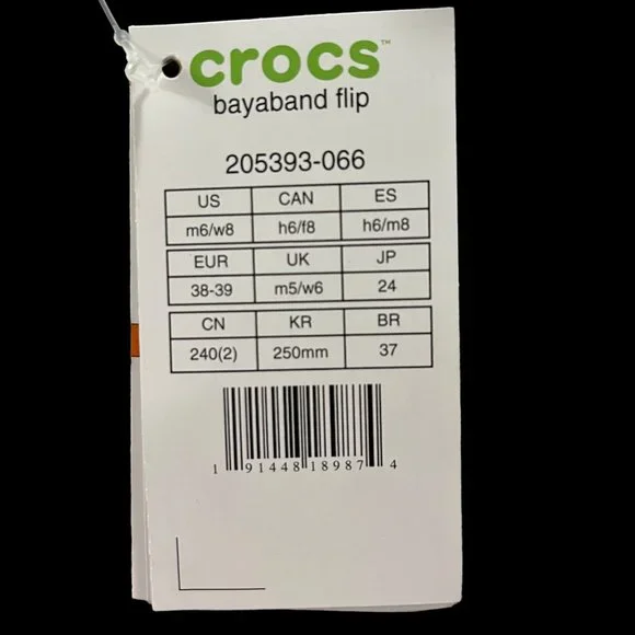 Crocs Bayaband Womens Flip Flop Sandals Size 8 - 9 Black & White‎ Water Friendly - Picture 6 of 14